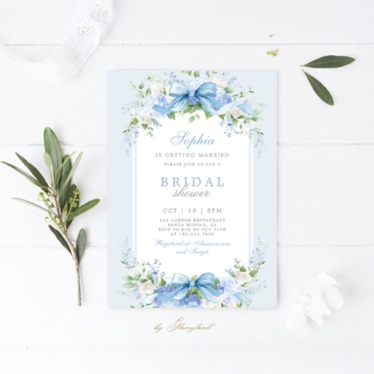 Hydrangea bridal shower invitation 招待状