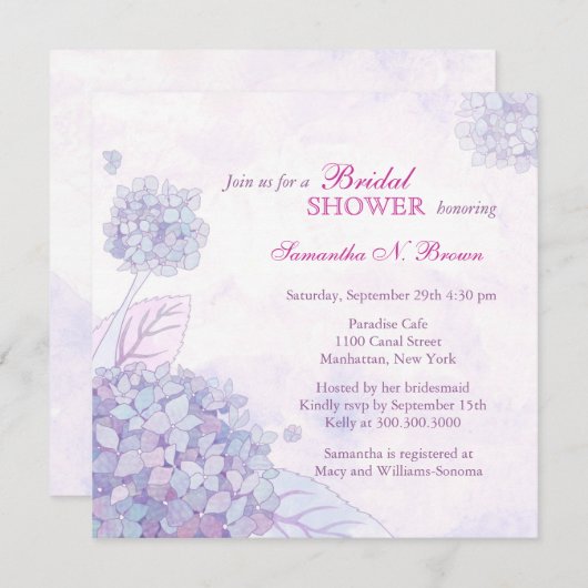 Hydrangea Bridal Shower Invitations 招待状 (正面/裏面)