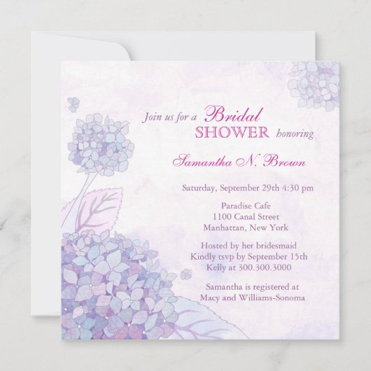 Hydrangea Bridal Shower Invitations 招待状 (正面)