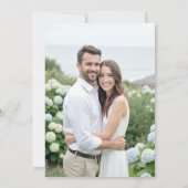 Hydrangea Crest Formal Blue Coastal Photo Wedding セーブザデート (裏面)