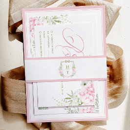 Hydrangea Crest Wedding Monogram 招待状ベリーバンド