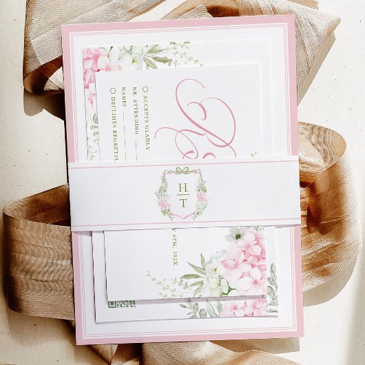 Hydrangea Crest Wedding Monogram Invitation Belly 招待状ベリーバンド