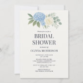 Hydrangea Eucalyptus QR Code Bridal Shower 招待状 (正面)