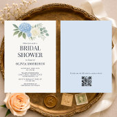 Hydrangea Eucalyptus QR Code Bridal Shower 招待状