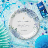 Hydrangea floral  Baptism ペーパープレート (パーティー)