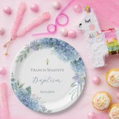 Hydrangea floral  Baptism ペーパープレート (パーティー)