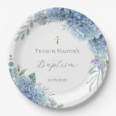 Hydrangea floral  Baptism ペーパープレート (正面)