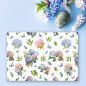 Hydrangea Floral Blue and Pink Set of 3 ラッピングペーパーシート