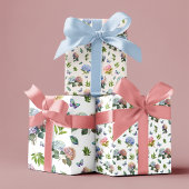 Hydrangea Floral Blue and Pink Set of 3 ラッピングペーパーシート