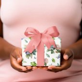 Hydrangea Floral Blue and Pink Set of 3 ラッピングペーパーシート