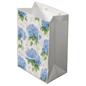 Hydrangea Floral Gift Bag | Elegant Blue Botanical ミディアムペーパーバッグ (正面アングル)