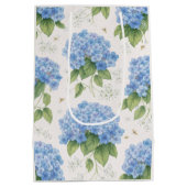 Hydrangea Floral Gift Bag | Elegant Blue Botanical ミディアムペーパーバッグ (裏面)