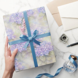 Hydrangea Floral Gift Wrap | Elegant Blue & Lilac ラッピングペーパー