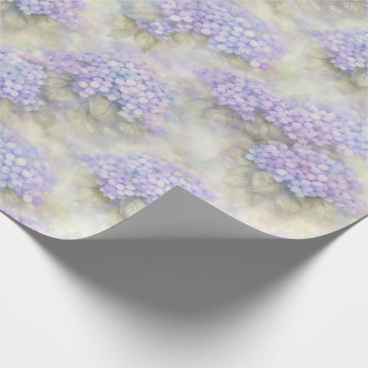 Hydrangea Floral Gift Wrap | Elegant Blue & Lilac ラッピングペーパー (角)