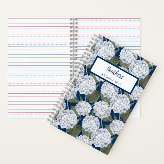 Hydrangea Floral Personalized Journal Notebook ノートブック (内側)