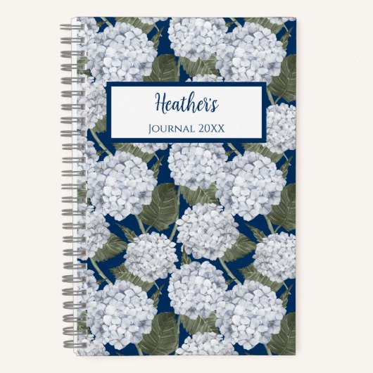 Hydrangea Floral Personalized Journal Notebook ノートブック (正面)