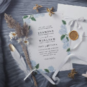 Hydrangea Floral Rustic Elegant QR Code Wedding 招待状