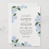 Hydrangea Floral Rustic Elegant QR Code Wedding 招待状 (正面)