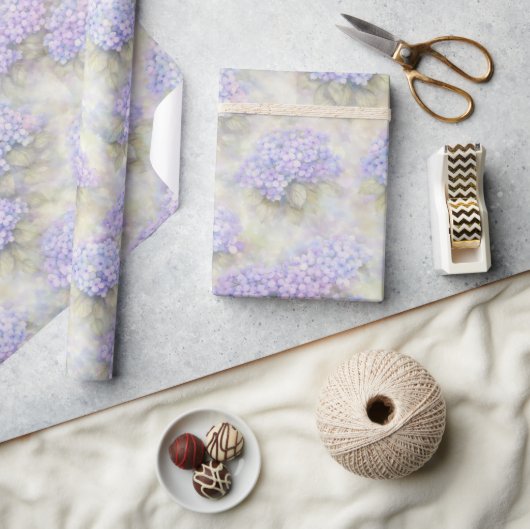 Hydrangea Floral Wrapping Paper ラッピングペーパー (クラフト)