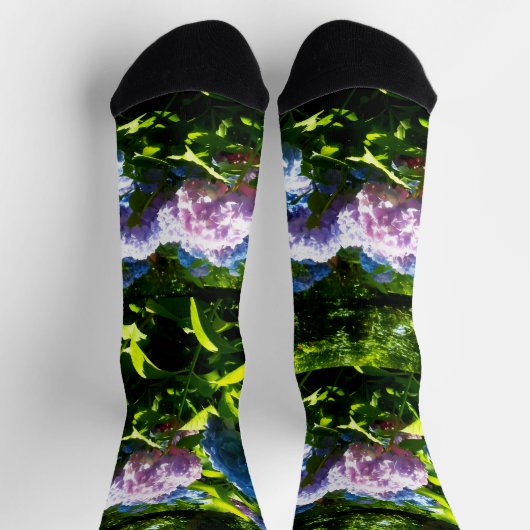 Hydrangea Flower Garden Crew Socks ソックス (上部)