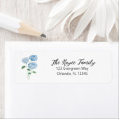 Hydrangea Flower Painting Return Address Label ラベル (インサイチュ)
