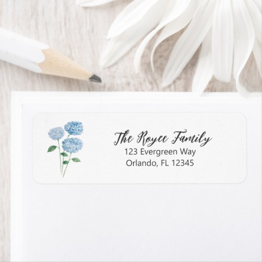 Hydrangea Flower Painting Return Address Label ラベル (インサイチュ)