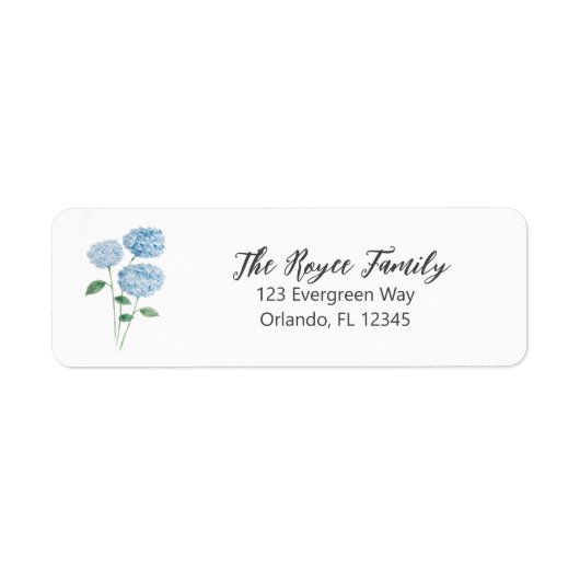 Hydrangea Flower Painting Return Address Label ラベル (正面)