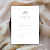 Hydrangea Formal Blue Frame Coastal Wedding Meal 出欠カード