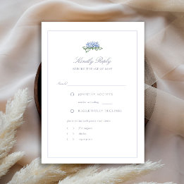 Hydrangea Formal Blue Frame Coastal Wedding Meal 出欠カード