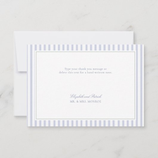 Hydrangea Formal Stripes Coastal Classic Wedding サンキューカード (裏面)