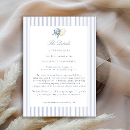 Hydrangea Formal Stripes Coastal Wedding Details エンクロージャーカード