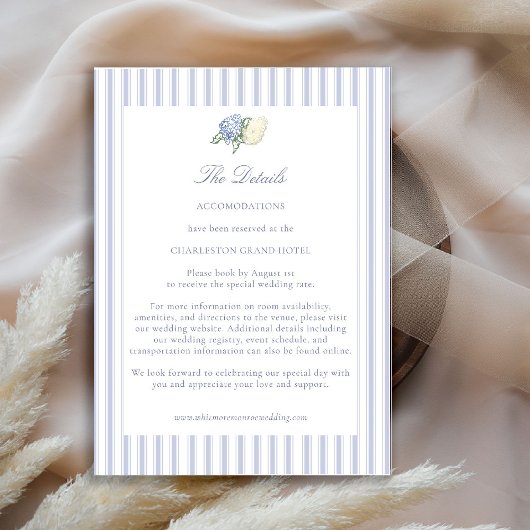 Hydrangea Formal Stripes Coastal Wedding Details エンクロージャーカード