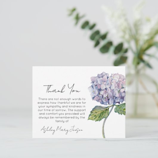 Hydrangea Funeral Thank You Card Bereavement サンキューカード (スタンド正面)