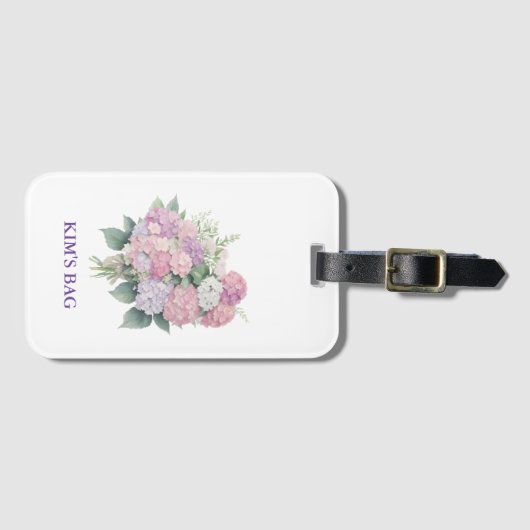 Hydrangea Luggage Tag, personalized ラゲッジタグ (正面横)