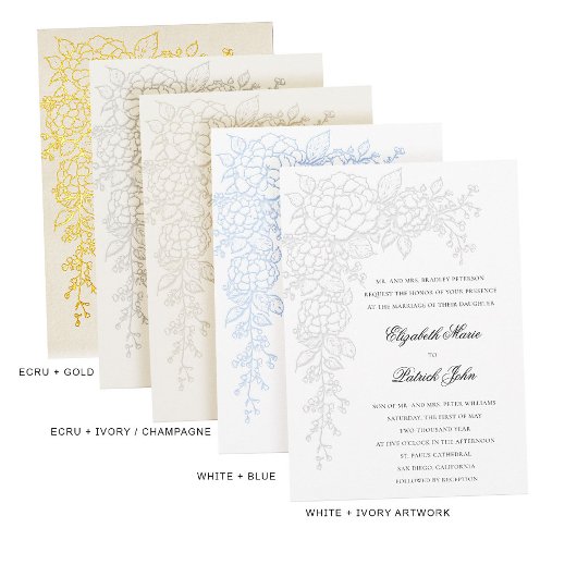 Hydrangea Luminous Ecru 2 Formal Classic Wedding 招待状