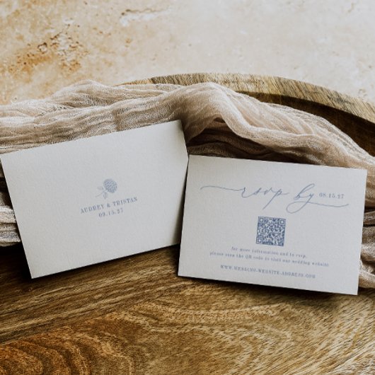 HYDRANGEA Minimalist Wedding QR Code RSVP Card