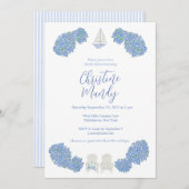 Hydrangea Nautical Classic Coastal Bridal Shower 招待状 (正面/裏面)