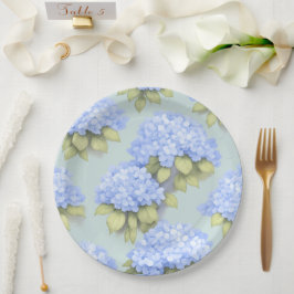 Hydrangea Plates | Duck Egg Blue Floral Party ペーパープレート