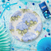 Hydrangea Plates | Elegant Ivory Blue Floral Party ペーパープレート (パーティー)