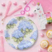 Hydrangea Plates | Elegant Ivory Blue Floral Party ペーパープレート (パーティー)