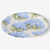 Hydrangea Plates | Elegant Ivory Blue Floral Party ペーパープレート (アングル)