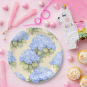 Hydrangea Plates | Elegant Lemon Blue Floral Party ペーパープレート (パーティー)