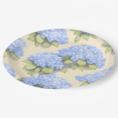 Hydrangea Plates | Elegant Lemon Blue Floral Party ペーパープレート (アングル)