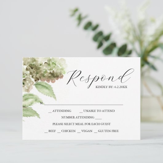 Hydrangea RSVP Cards for Wedding (スタンド正面)