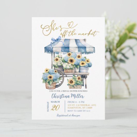 Hydrangea sunflower She's off the Market Bridal 招待状 (スタンド正面)