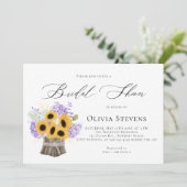 Hydrangea Sunflowers Lilac Rustic Bridal Shower 招待状 (スタンド正面)