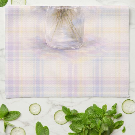 Hydrangea Tea Towel | Pastel Plaid Kitchen Decor キッチンタオル (折り畳み)
