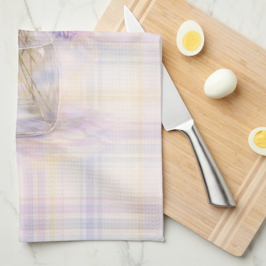 Hydrangea Tea Towel | Pastel Plaid Kitchen Decor キッチンタオル (四つ折り)