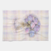 Hydrangea Tea Towel | Pastel Plaid Kitchen Decor キッチンタオル (横)