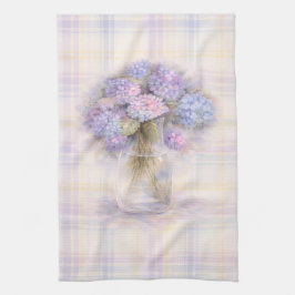 Hydrangea Tea Towel | Pastel Plaid Kitchen Decor キッチンタオル
